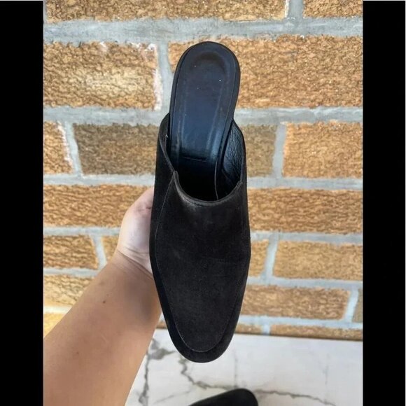 Robert Clergerie Paris Black Leather 3 1/2 Inch Wedge Platform Mules Size 7.5 - Picture 8 of 10